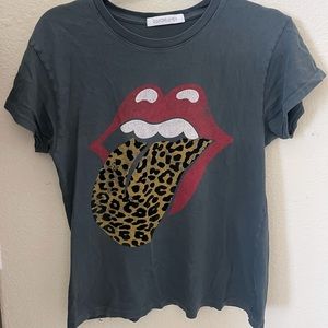 Daydreamer Free People Rolling Stones Leopard Tongue shirt size small